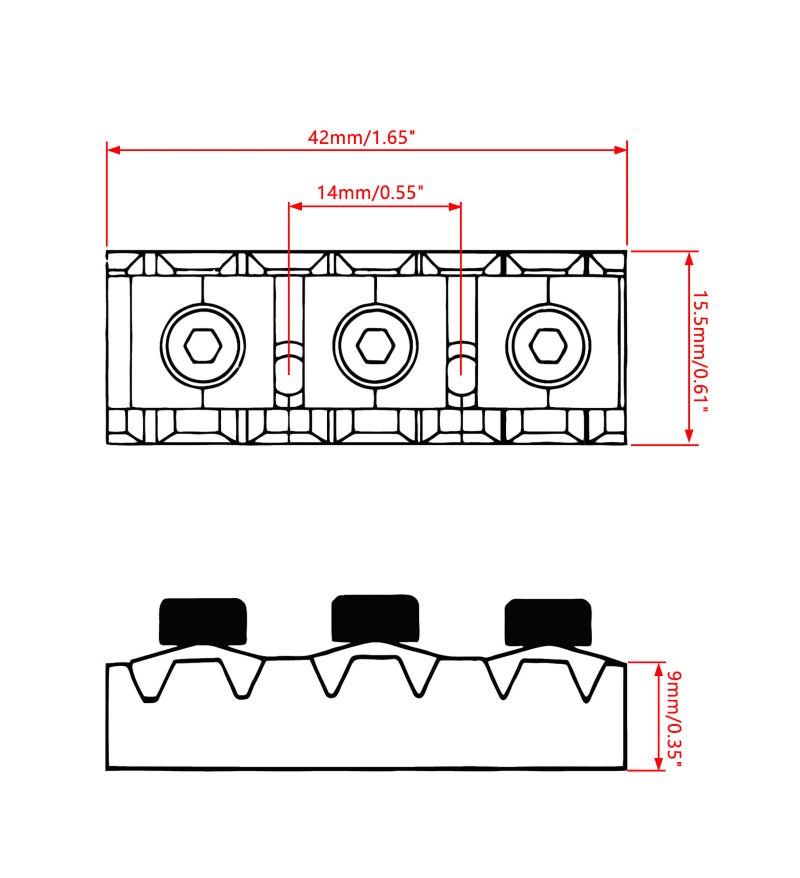 JIUWU 42mm Electric Guitar String Locking Nut for Floyd Rose Tremolo Bridge Lock System Chrome - Image 2